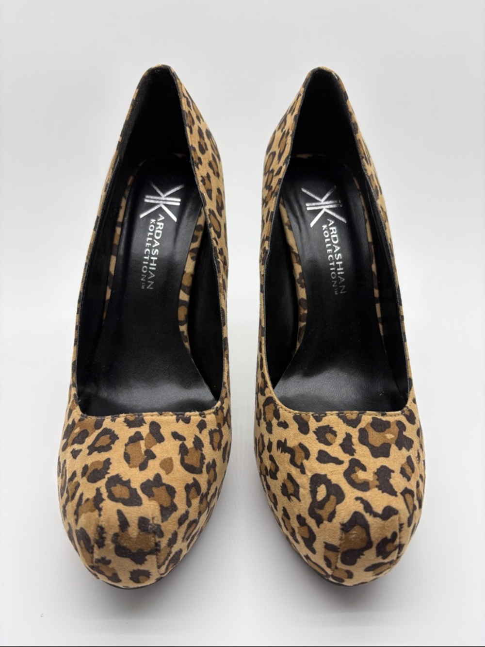 NIB Kardashian Kollection Leopard Print Rounded-Toe Pumps-Brown/Tan Faux Suede